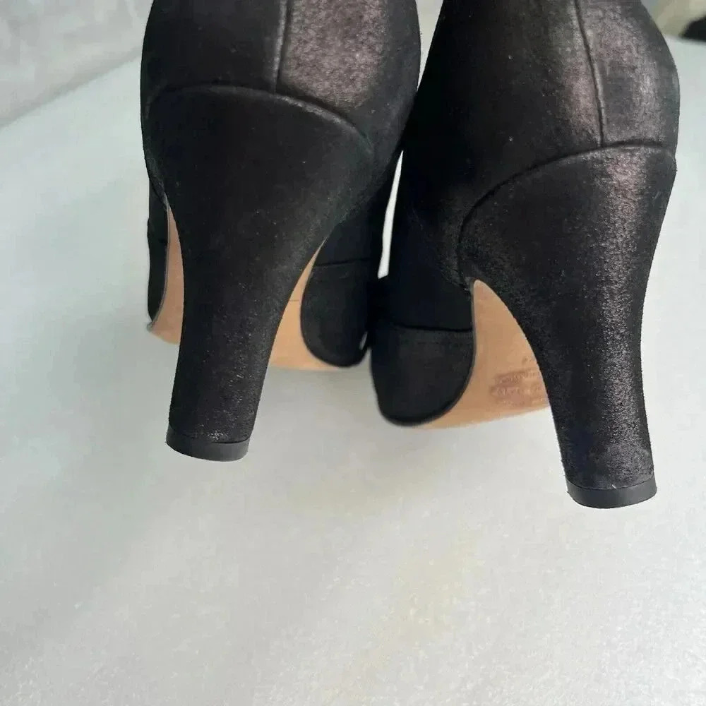 ANYI LU Hand Made‎ Italy Heels Black Fabric Metallic Leather Bow Detail Formal 9 - Picture 13 of 16